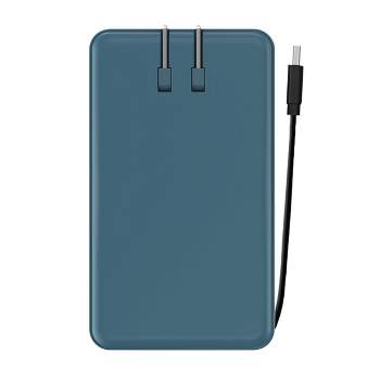 myCharge Amp Prong Plus 10000mAh/12W Output Power Bank with Integrated Charging Cable - Blue