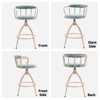 Karl Home Blue Snow Linen Fabric Swivel Bar Stool With Wooden Legs - 2 of 4