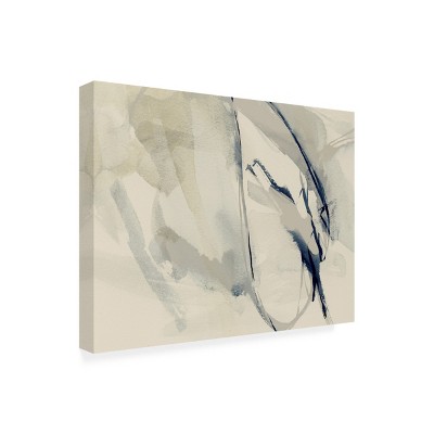 Neutral Abstract Blue and Beige Canvas Art with Wood Frame