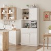 70" Fluted Pantry Cabinet - Storage w/ Countertop, Doors & Drawer for Kitchen & Dining Room - 2 of 4