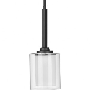 Progress Lighting Kene 1-Light Mini-Pendant, Graphite, Etched Glass Shade - 1 of 2