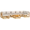 vidaXL 8-Piece Patio Furniture Set - Solid Acacia Wood, Light Gray Cushions, Modular 27.8"x26.8" Sofas, 26.8"x26.8"x11.4" Table - 3 of 4
