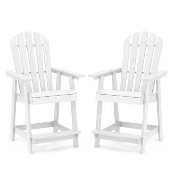 Costway 1/2/4 PCS Tall Bar Stool HDPE Patio Chair with Armrest Footrest Home Indoor Outdoor White