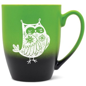 Elanze Designs 12 Ounce Two Toned Ombre Ceramic Tea Coffee Cup Mug Green Black Garden of Flowers Owl - 1 of 4