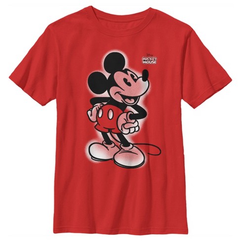 Boy's Disney Mickey Mouse Retro Airbrushed T-shirt - Red - Small : Target