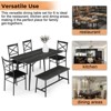 1 Table, 1 Stool, 4 Chairs, Black Iron Pipe, Gray Soft Cushion, Dining Table and Chair Set - 2 of 4
