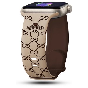 HTUTWOO Bee Engraved Apple Watch Band, Two Tone Silicone Sports Strap 38/40/41/42/44/45/46/49 mm for iWatch Series 10 9 8 7 6 5 4 3 2 1 SE Ultra - 1 of 3