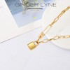 Oval Chain Necklace for Women Lock Pendant 18K Gold Plated Stainless Steel Adjustable to 18" Ginger Lyne - 3 of 4