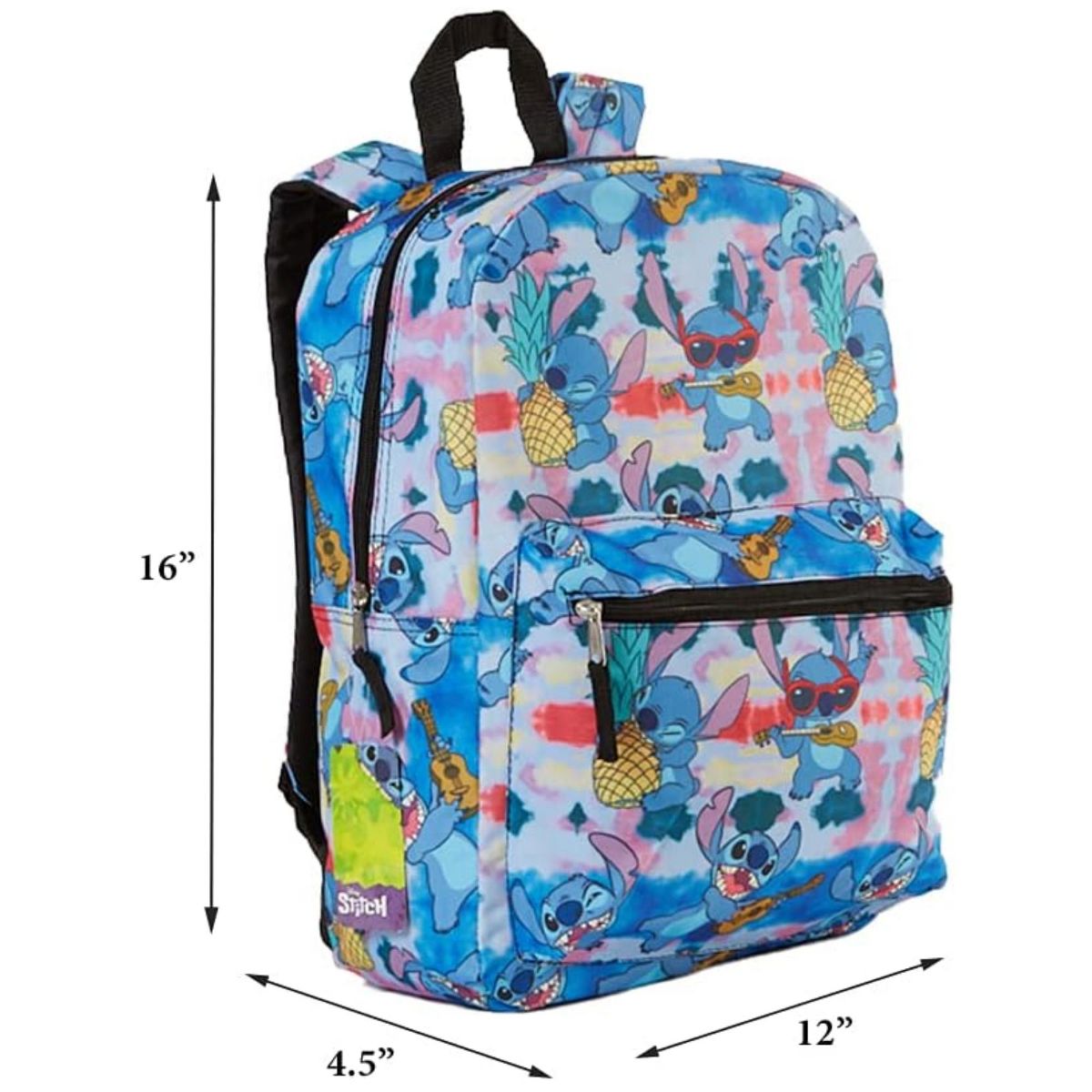 Blue Lilo and Stitch, Stitch Nylon School Backpack 16" Bookbag for Girls & Boys - thumbnail 2