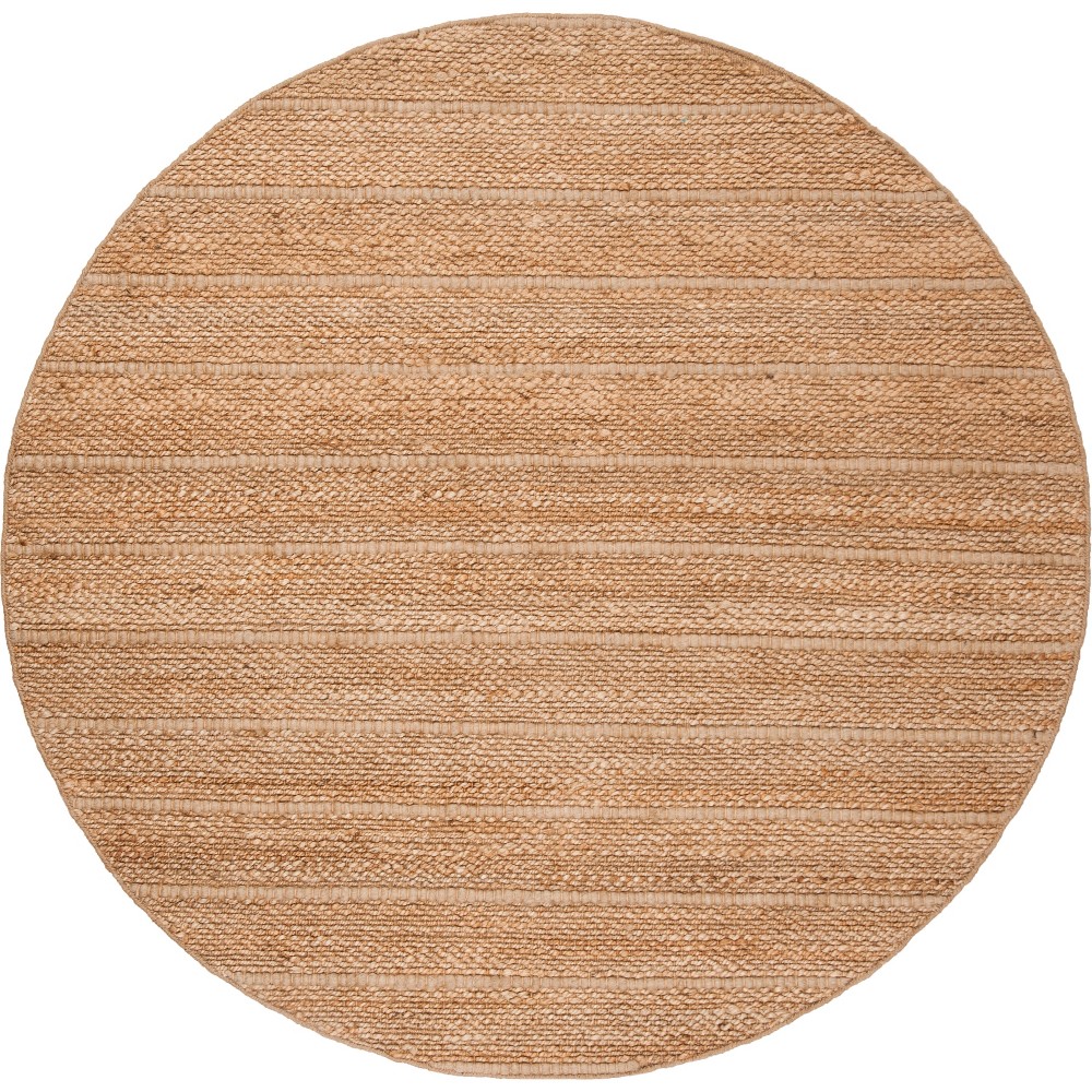 6' Solid Woven Round Area Rug Natural/Light Gray - Safavieh