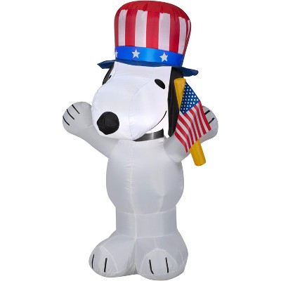 Gemmy Airblown Inflatable Patriotic Snoopy, 3.5 ft Tall, white