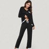 Anna-Kaci Lounge Women's Lace Trim Button Down Long Sleeve Top and Lounge Pants Two Piece Pajama Set - 3 of 4