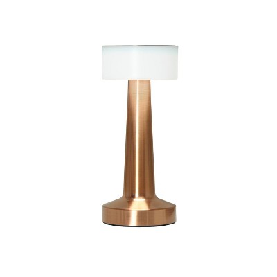Copper 8.5" Cordless Touch Sensor Saucer Desk Lamp