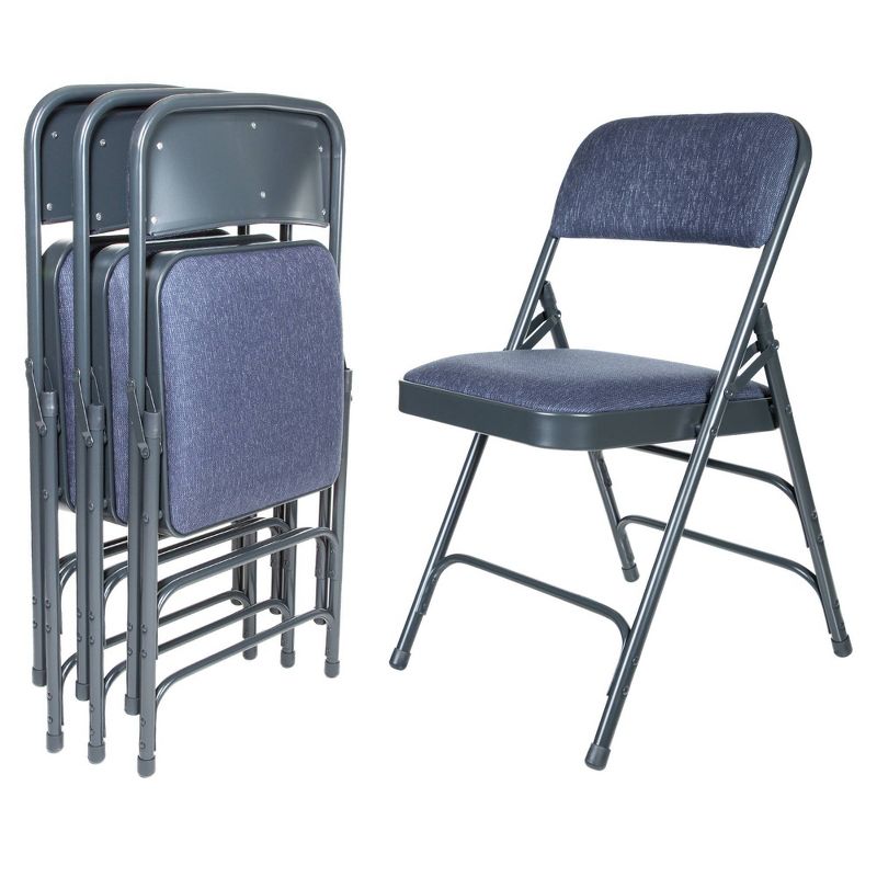 Set of 4 Deluxe Fabric Padded Triple Brace Folding Chairs - Hampden Furnishings, 2 of 9