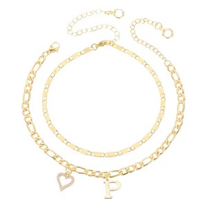 Unique Bargains 14K Gold Plated Dainty Heart Women's Ankle Bracelets with Box - 1 of 4