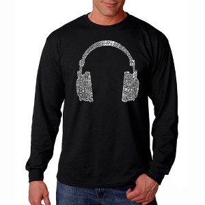 LA Pop Art Men's Word Art Long Sleeve T-shirt - 63 DIFFERENT GENRES OF MUSIC - 1 of 4