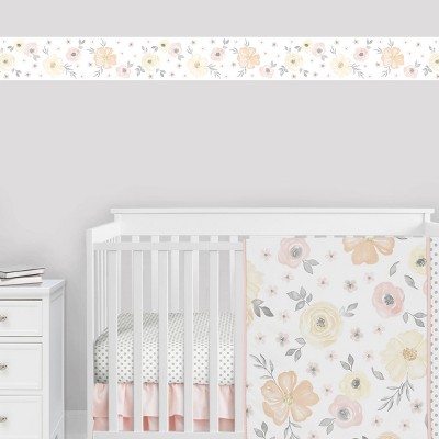 Watercolor Floral Wall Paper Border Yellow/Pink - Sweet Jojo Designs