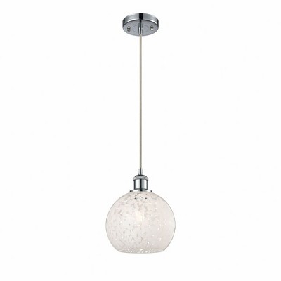 White Mouchette - 1 Light Cord Hung Mini Pendant In Modern Style-10 Inches Tall and 8 Inches Wide