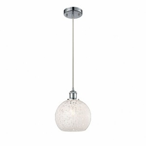 White Mouchette - 1 Light Cord Hung Mini Pendant In Modern Style-10 Inches Tall and 8 Inches Wide - 1 of 1