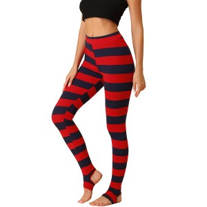 INSPIRE CHIC Women's Printed Stripe High Waist Elastic Waistband Yoga Stirrup Pants - 1 of 4
