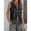 Nlife Women's Solid Color Sparkly Sequin Fringed Trim Sleeveless Glitter Jacket - 2 of 4
