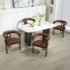 CENGHU Dining Chairs, Contemporary Designed PU Fabric Upholstered Barrel Side Chairs with Black Metal Legs, Round Kitchen Accent Chairs, Light Brown - 4 of 4