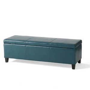 NicBex Modern 51.25" Storage Bench Wood Accent Stools with Cushioned Top for Bedroom and Entryway - 1 of 4