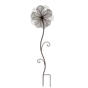 VIP Metal 40.5 in. Black Layered Petal Flower Garden Stake - 1 of 2