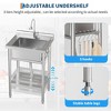 Freestanding Stainless Steel Utility Sink 16.8"x12.8"x7.6" Single Bowl with Adjustable Legs, 360° Swivel Hot & Cold Faucet - 4 of 4