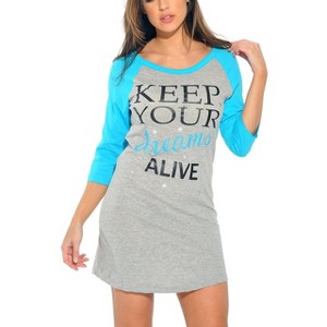 Just Love Sleep Dress for Women - Baseball Sleeve Sleeping Dorm Shirt - Ladies Nightshirt - Nightgown Sleepwear - 1 of 3
