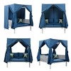 Outdoor Patio Daybed with Curtain and Canopy, 2-Seater Woven Rope Sunbed, Daybed with Iron Frame and Foam Cushions and Pillows–Cuddlewood - 4 of 4