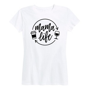 Women's - Instant Message - Mama Life Coffee Wine Short Sleeve Graphic T-Shirt - 1 of 4