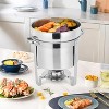 7QT Soup Chafer Set, Stainless Steel Round Soup Warmer with Pot, Notched Lids & Fuel Holders, Commercial Food Warmer for Buffets Events Party - 2 of 4
