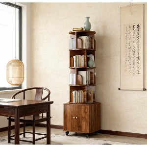 Airsurfer 5-Tier Bookshelf Tower Rotating Corner Display Bookshelf with Wheels and Drawer Storage Bookshelf for Home Office or Living Room - 1 of 4