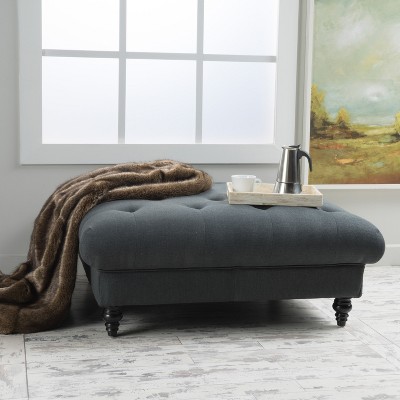 GDFStudio Piper Contemporary Button-Tufted Square Ottoman with Diamond Stitch and Birch Legs