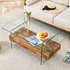 VYNXARIA 43.3 Inch Modern Two-Tier Coffee Table - Glass & Wood Storage Solution - 4 of 4