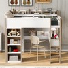 Lycvki Full Size Wood Loft Bed with Built-in Storage Shelves, Clothes Rails and Desk - 2 of 4