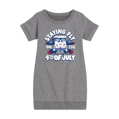 - SpongeBob SquarePants - Fly on 4th of July Graphic Short Sleeve Fleece Dress