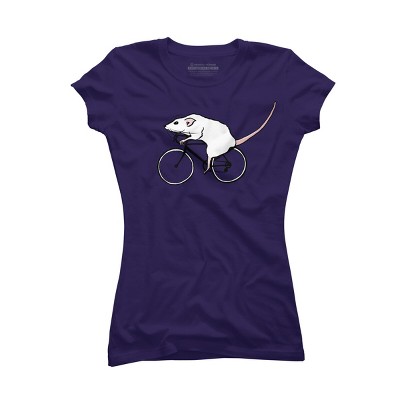 Junior's Design By Humans Cycling Rat By TeaandInk T-Shirt