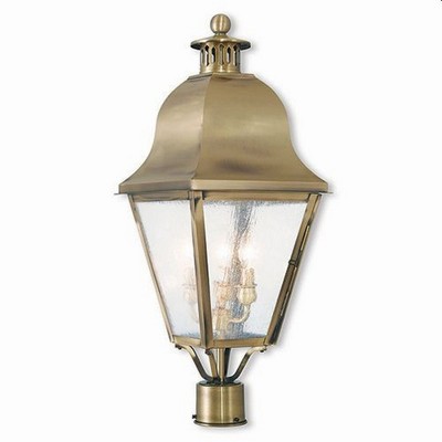 Livex Lighting Amwell 3 - Light Post Light in  Antique Brass
