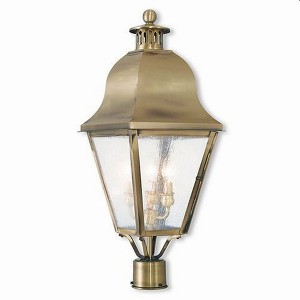 Livex Lighting Amwell 3 - Light Post Light in  Antique Brass - 1 of 4