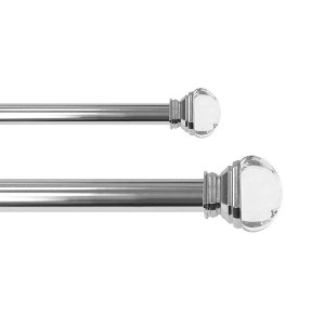 Lumi Home Furnishings 72"x144" Decorative Drapery Double Rod Set with Crystal Square finials Brushed Nickel - 1 of 4