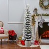 LuxenHome 5Ft Flocked Artificial Tree Potted with Multi-Color Lights Green - 3 of 4