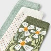 Women's Floral 3pk Crew Socks - A New Day™ Green/Ivory 4-10 - 3 of 3