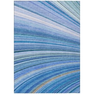 Denim Blue And Sky Blue Abstract Washable Indoor Outdoor Area Rug - 1 of 4
