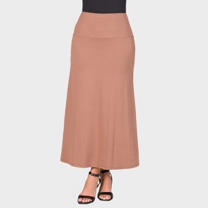 24seven Comfort Aapparel Womens Solid Color Elastic Waist Maxi Skirt - 1 of 4