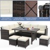 Tangkula 7PCS Wicker Patio Conversation Furniture Set Sectional Sofa Set w/ White Cushions - 3 of 4
