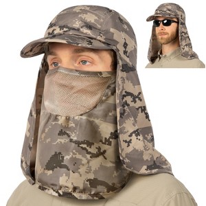 SUN CUBE Fishing Sun Hat with Neck Flap for Men UV Protection Cover Outdoor Bucket Cap with Face Covering for Hiking Running - 1 of 4