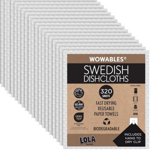 LOLA Swedish Dishcloths 320 Pk Biodegradable Reusable Paper Towels Absorbent Cellulose Kitchen Sponge Cloths Zero Waste Odor Free, Made in Germany - 1 of 4