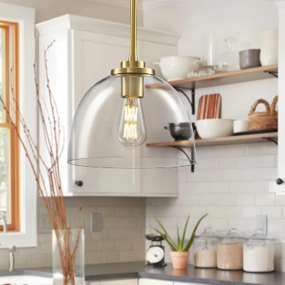 KAISITE 1 - Light Black Kitchen Island Pendant with Dome Glass Shade